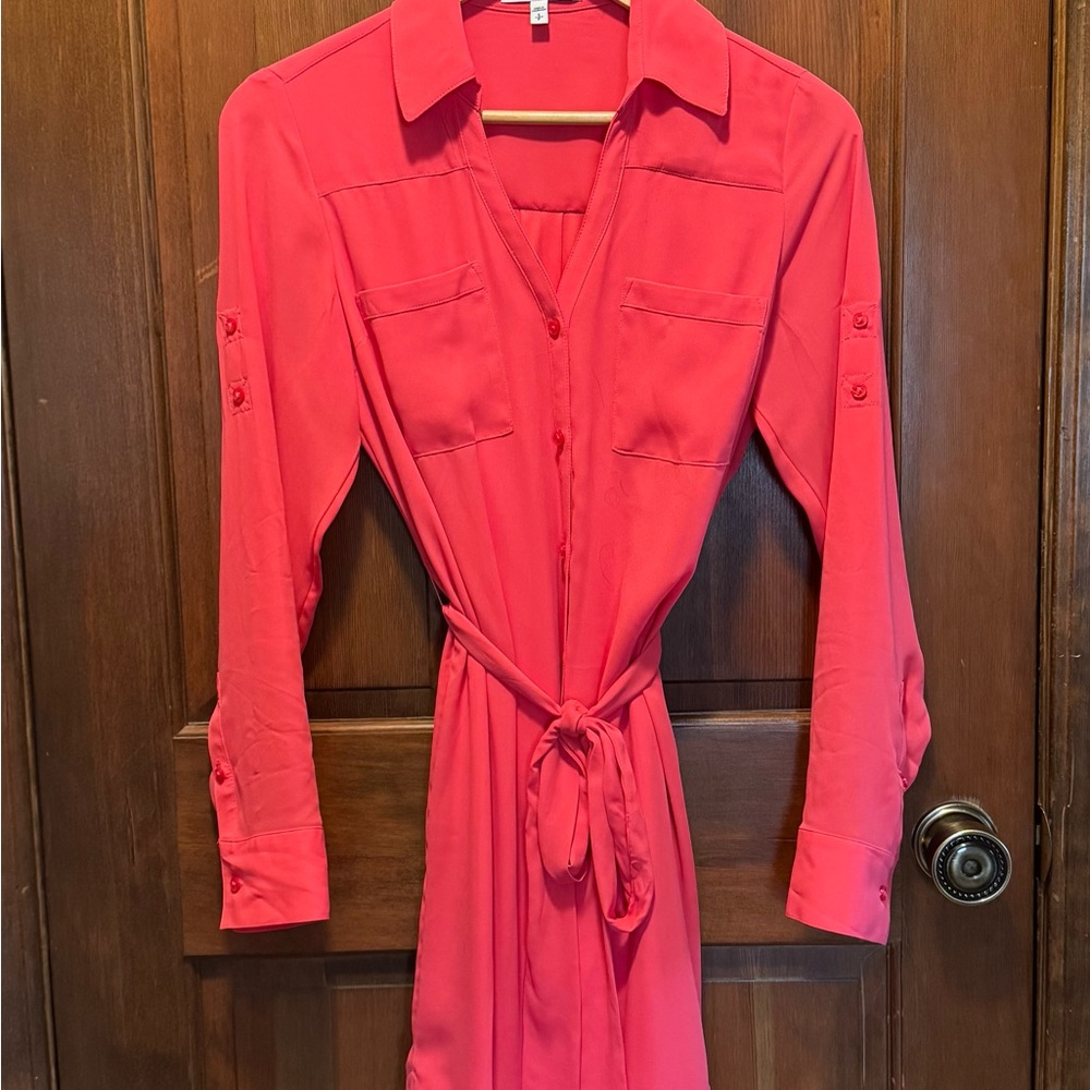 Portofino Elegant Coral Shirt Dress